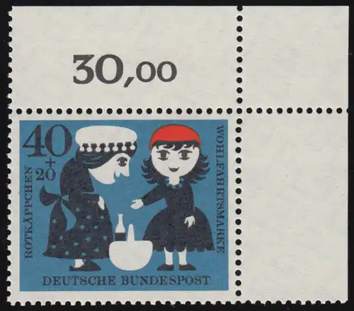 343 Wohn Grimm 40+20 Pf Coffre rouge ** coin o.r. de dg-dg