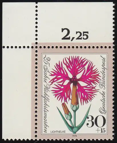 818 Belle-Sauvegarde Fleurs 30+15 Pf Prackneck ** coin o.l.