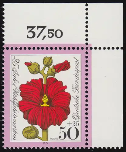 820 Belle-Sauvegarde Fleurs 50+25 Pf Malve ** Coin o.r.