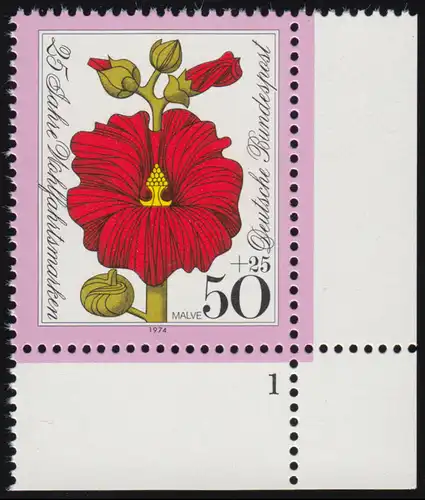 820 Wohlfahrt Blumen 50+25 Pf Malve ** FN1