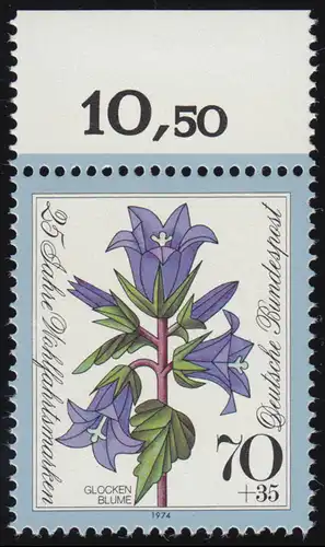 821 Wohlfahrt Blumen 70+35 Pf Glockenblume ** Oberrand