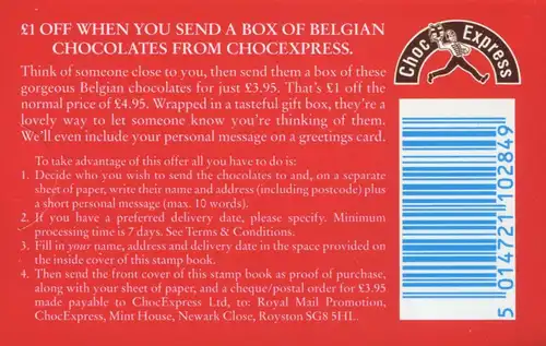 Carnets de marques britanniques 115 Marques d'ordres Chocolat 1997 **/MNH