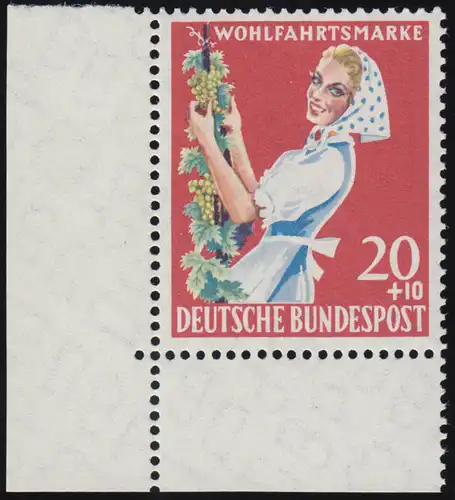 299 Agriculture 20+10 Pf Vigneronne ** Coin et inclinaison 1-dg