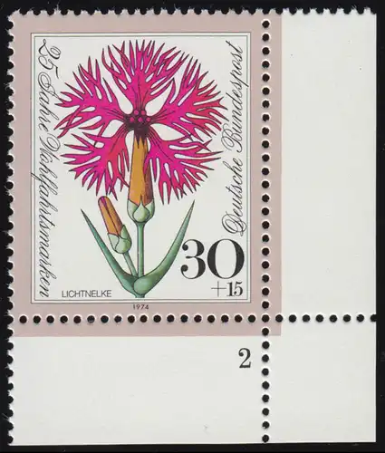 818 Wohlfahrt Blumen 30+15 Pf Prachtnelke ** FN2