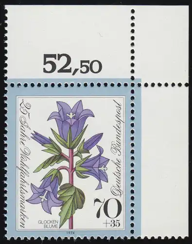 821 Bien-être fleurs 70+35 Pf fleur de cloche ** coin o.r.