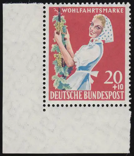 299 Agriculture 20+10 Pf Vigneronne ** Coin et inclinaison 0-1