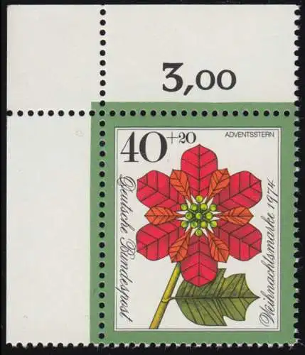 824 Noël 40+20 Pf Étoile de Noël ** coin o.l.