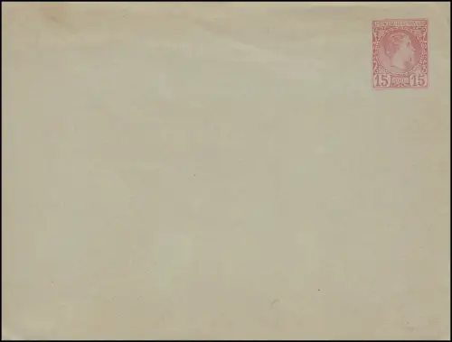 Monaco Umschlag 3 Fürst Charles 15 Centimes, ungebraucht, kleine Mängel