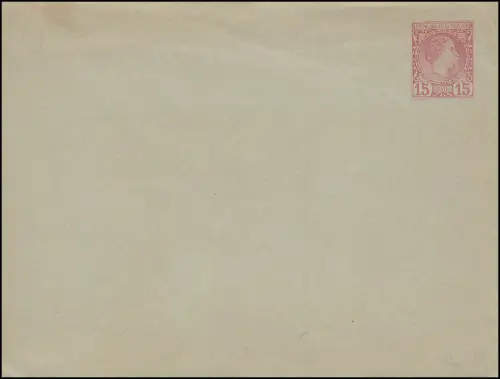 Monaco Umschlag 3 Fürst Charles 15 Centimes, ungebraucht, kleine Mängel