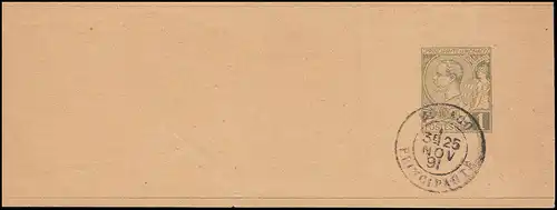 Monaco Streifband 3 Prince Albert I. 1 Centimes MONACO PRINCIPAUTE 25.11.1891