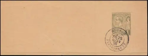 Monaco Streifband 3 Prince Albert I. 1 Centimes MONACO PRINCIPAUTE 25.11.1891