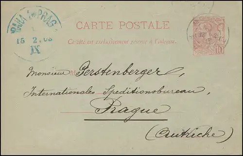 Monaco Carte postale 9 Prince Albert 10 C. MONTE CARLO 12.2.03 vers PRAG/PRHA 15.2.