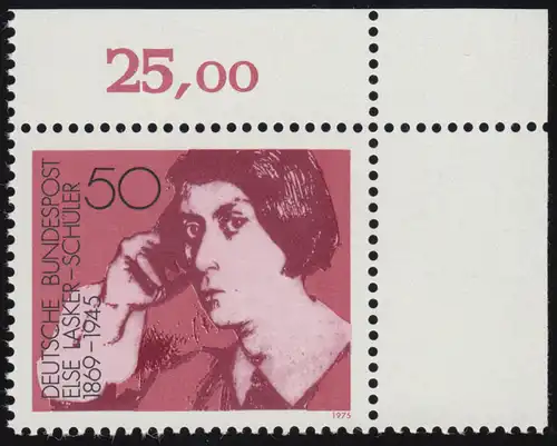 828 Deutsche Frauen 50 Pf Lasker-Schüler** Ecke o.r.
