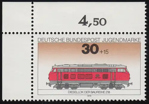 836 Jugend Lokomotiven 30+15 Pf ** Ecke o.l.