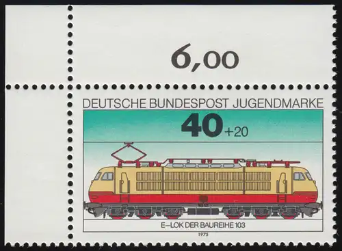 837 Jugend Lokomotiven 40+20 Pf ** Ecke o.l.