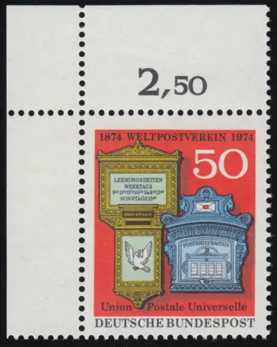 825 Weltpostverein ** Ecke o.l.