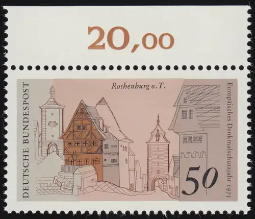 861 Europe 50 Pf Rothenburg/Tauber ** Oberrand
