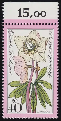 874 Weihnachten 40+20 Pf Schneerose ** Oberrand