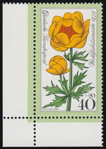 868 Blumen 40+20 Pf Trollblume ** Ecke u.l.