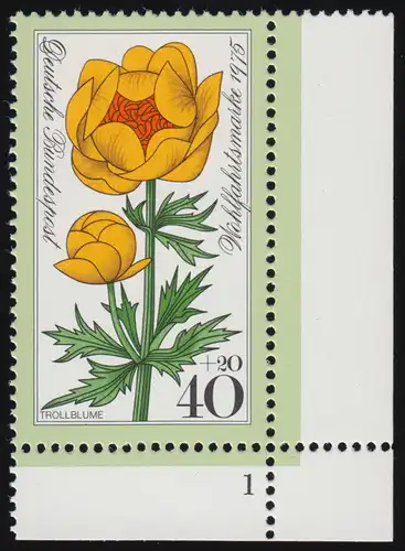 868 Blumen 40+20 Pf Trollblume ** FN1