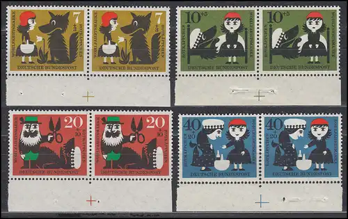 340-343 Carapace rouge: paires de dessous de bord avec croix de passe, ensemble complet non plié **