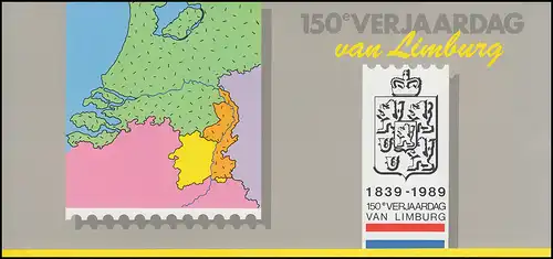 Pays-Bas - Belgique: contrat sur le Limbourg 1839-1989 par bloc quadripartite au Folder **