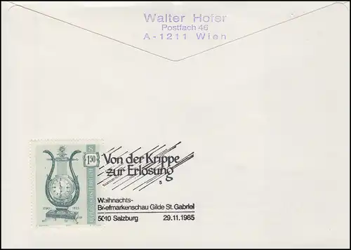 Österreich Weihnachten Christi Geburt Schmuck-R-FDC 1985 Sonder-R-Zettel