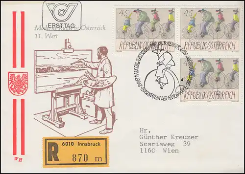 Österreich Moderne Kunst Karnevalsfiguren Schmuck-R-FDC Innbruck 25.10.1985