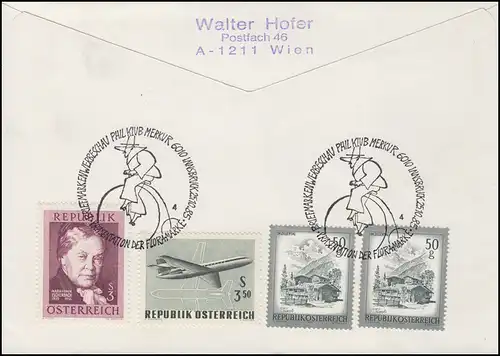 Österreich Moderne Kunst Karnevalsfiguren Schmuck-R-FDC Innbruck 25.10.1985