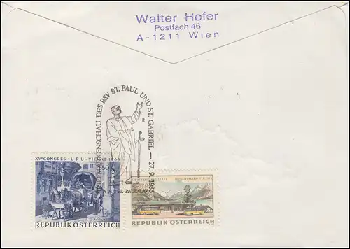 Österreich Benediktinerstift St. Paul auf Schmuck-R-FDC Lavanttal 27.9.1985