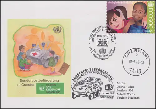 UNO Vienne: Transport postal spécial avec bijoux, lettre 2010