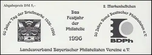 2. Markenheftchen Landesverband Bayerischer Philatelisten-Vereine e.V. 1996 **