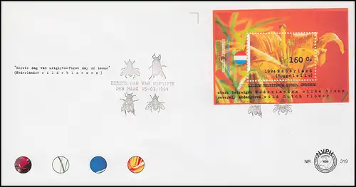 Niederlande Blumen und Umweltschutz: Satz und Block je auf Schmuck-FDC 1994