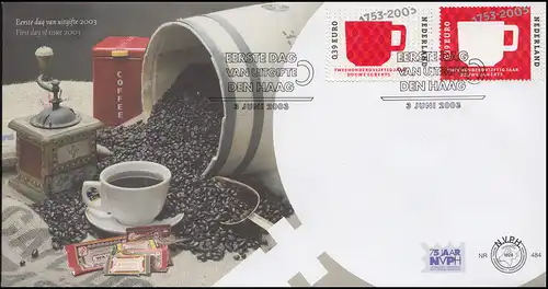Niederlande Kaffee und Tee der Firma Jacobs Douwe Egberts, Schmuck-FDC 2003