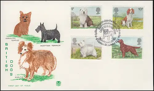 Großbritannien Hunde-Rassen: Sheepdog Terrier Setter Sheltie Schmuck-FDC 1979 