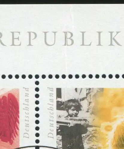 Bloc 49 Bund 1999: pli de quetz imprimé dans les marques OR et droites, ESSt Bonn