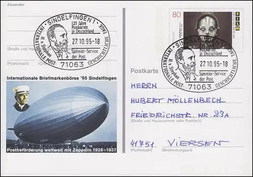 PSo 40 Sindelfingen Postbeförderung Zeppelin SSt Deutsche Postkarten 27.10.95