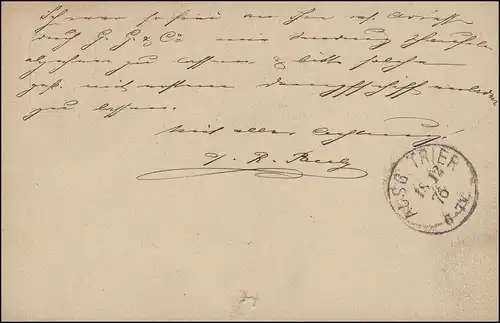 Carte postale P 5 chiffre 5 pfennige, COCHEM 17.12.1876 avec édition O TRIER 18.12.76