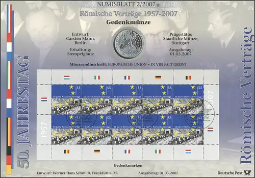 2593 Römische Verträge / Europäische Wirtschaftsgemeinschaft - Numisblatt 2/2007