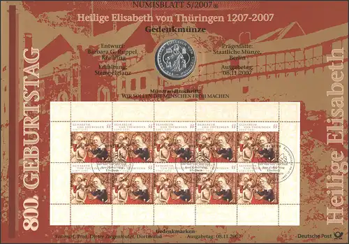2628 Heilige Elisabeth von Thüringen - Numisblatt 5/2007