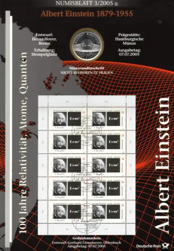 2475 Nobelpreisträger Albert Einstein - Numisblatt 3/2005