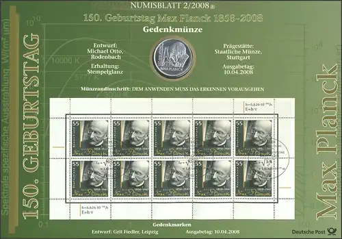 2658 Prix Nobel Max Planck - Numisblatt 2/2008