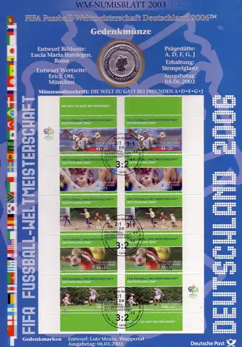 2324-2328 Coupe du monde: lettre A - Numisblatt 2003