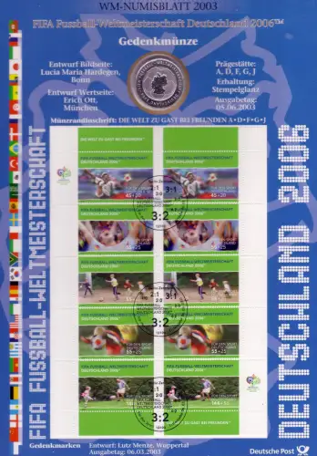 2324-2328 Coupe du monde: lettre A - Numisblatt 2003