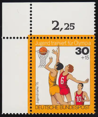 882 Olympia 30+15 Pf Basketball ** Ecke o.l.