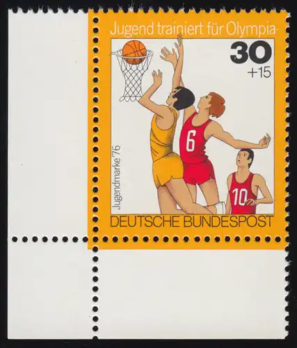 882 Olympia 30+15 Pf Basketball ** Ecke u.l.