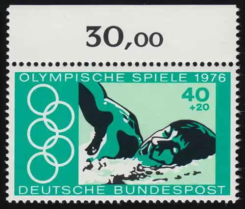 886 Olympia Montreal 40+20 Pf Schwimmen ** Oberrand