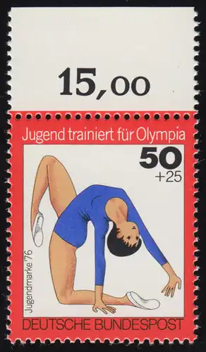 884 Olympia 50+25 Pf Bodenturnen ** Oberrand