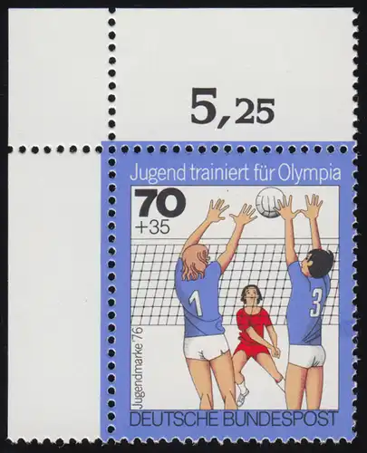 885 Olympia 70+35 Pf Volleyball ** Ecke o.l.