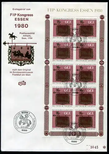 1065 Petit-Boucle FIP Congrès 1980 complet sur FIDACOS Bijoux FDC ESSt Bonn